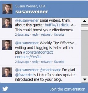 @susanweiner Twitter widget @susanweiner Twitter widget
