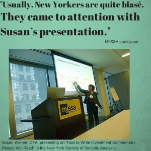 Susan Weiner presents at NYSSA 2013