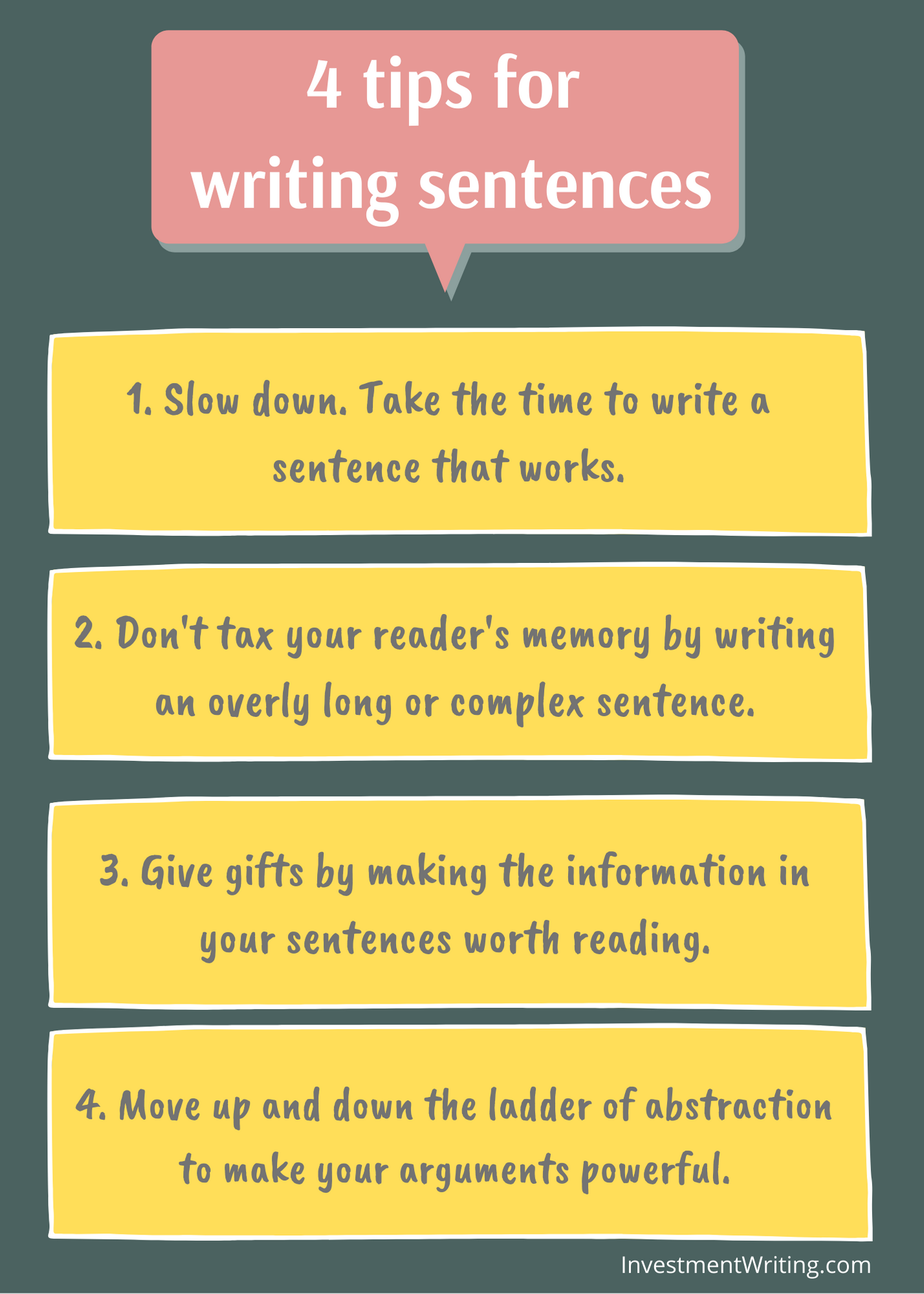 4 Great Tips For Writing Sentences Susan Weiner s Blog On Investment 