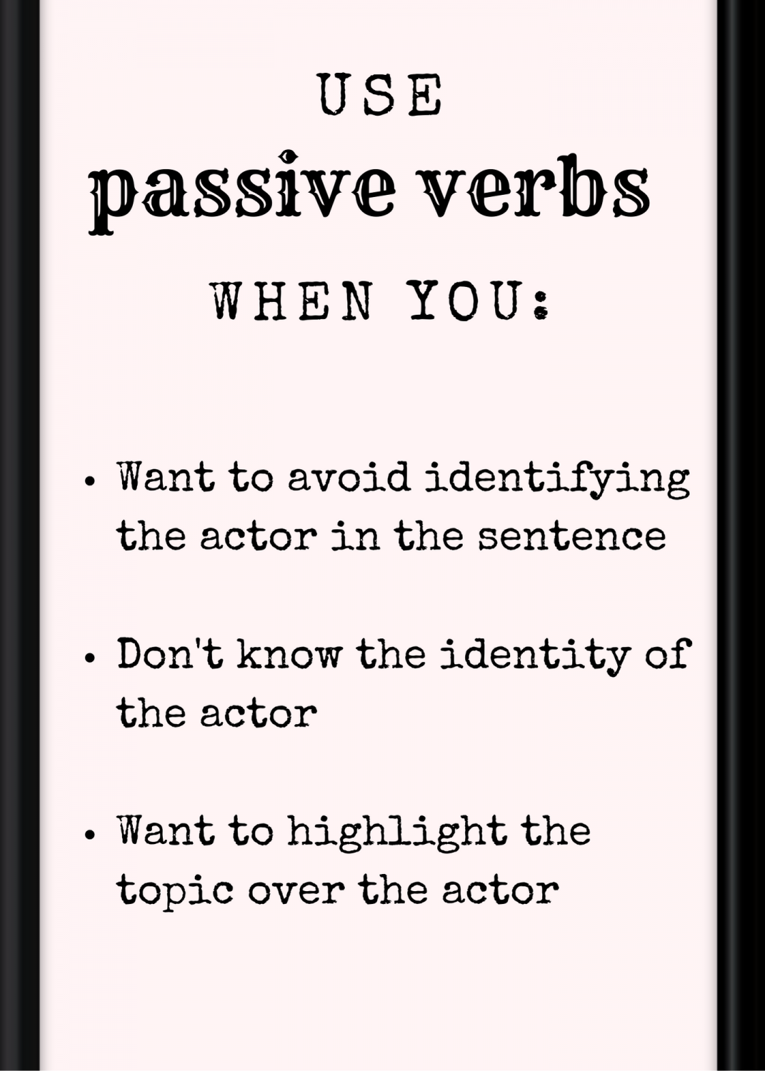 when building a resume use passive verbs