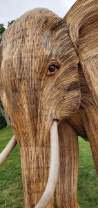 close up photo of an elephant carved by an indigeneous artist